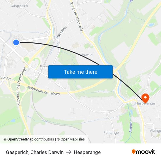 Gasperich, Charles Darwin to Hesperange map