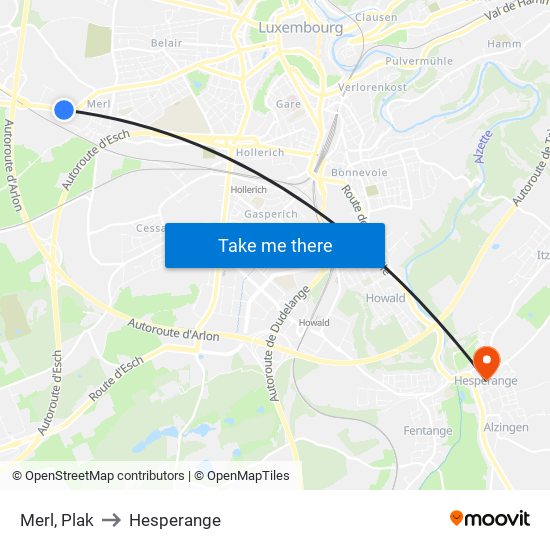 Merl, Plak to Hesperange map