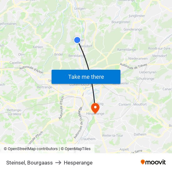 Steinsel, Bourgaass to Hesperange map