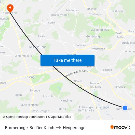 Burmerange, Bei Der Kiirch to Hesperange map