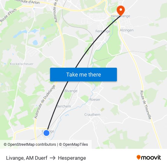 Livange, AM Duerf to Hesperange map