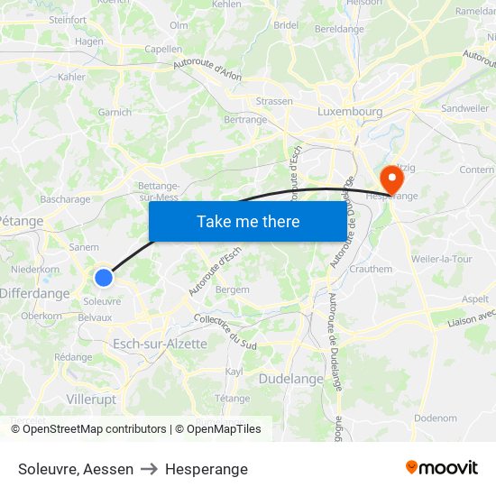 Soleuvre, Aessen to Hesperange map