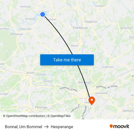 Bonnal, Um Bommel to Hesperange map