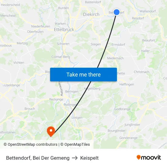 Bettendorf, Bei Der Gemeng to Keispelt map