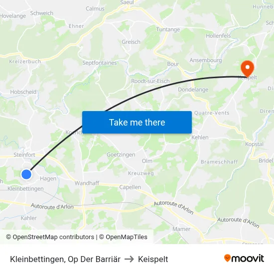 Kleinbettingen, Op Der Barriär to Keispelt map
