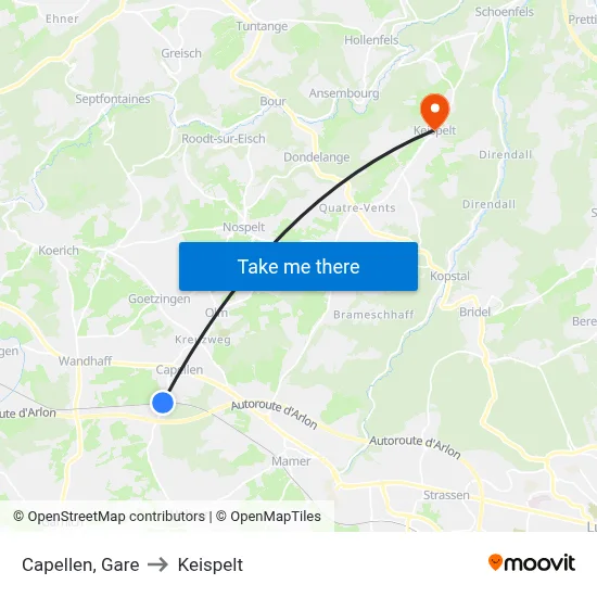 Capellen, Gare to Keispelt map