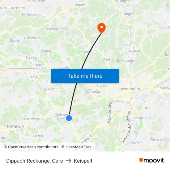Dippach-Reckange, Gare to Keispelt map