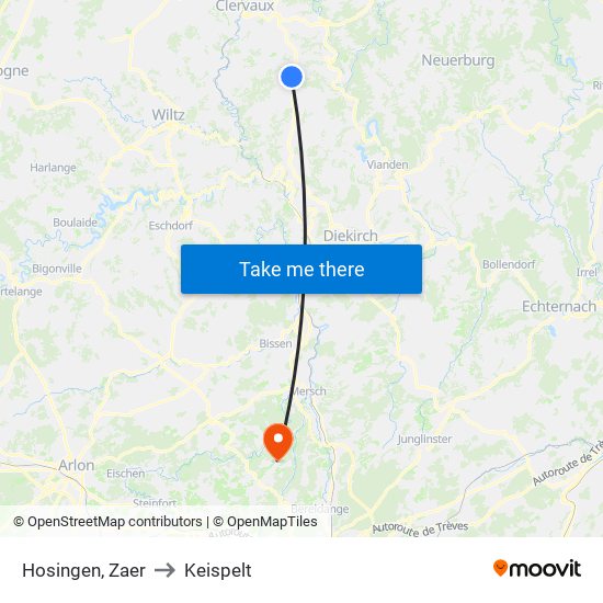Hosingen, Zaer to Keispelt map