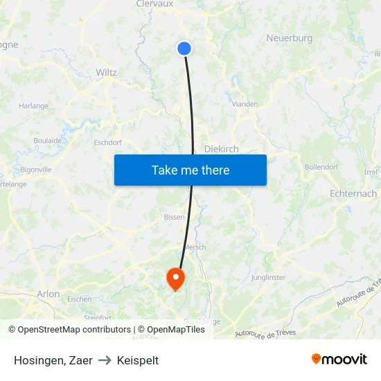 Hosingen, Zaer to Keispelt map