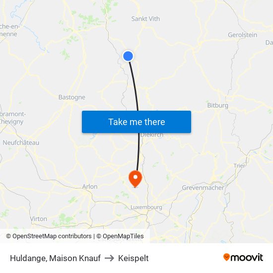 Huldange, Maison Knauf to Keispelt map