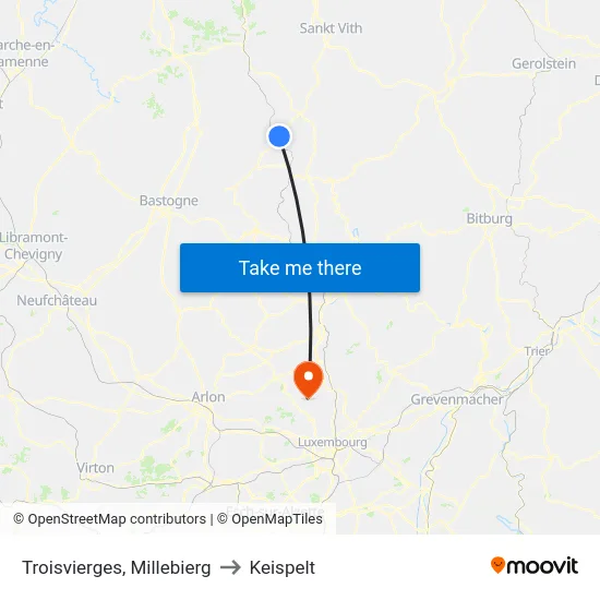 Troisvierges, Millebierg to Keispelt map