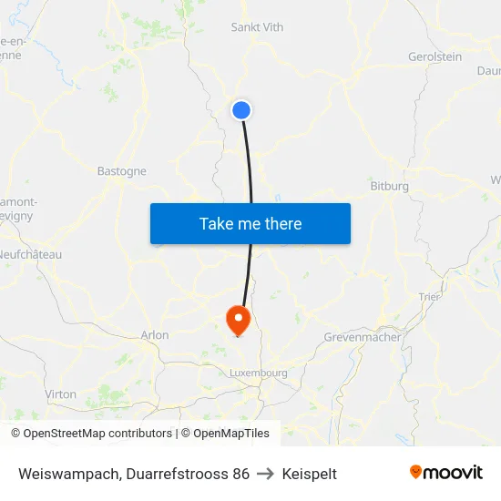 Weiswampach, Duarrefstrooss 86 to Keispelt map