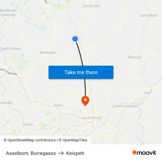 Asselborn, Burregaass to Keispelt map