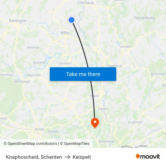 Knaphoscheid, Schenten to Keispelt map