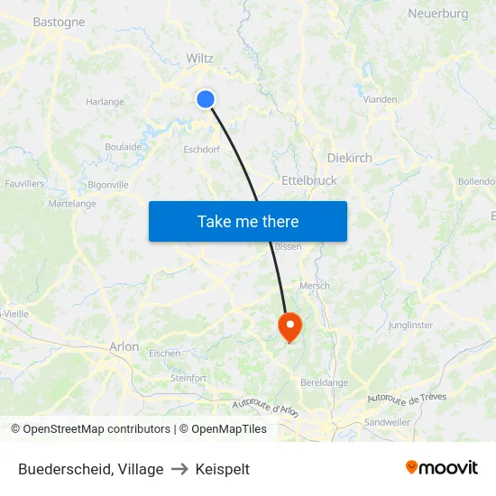 Buederscheid, Village to Keispelt map