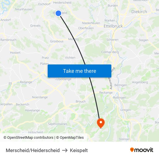 Merscheid/Heiderscheid to Keispelt map