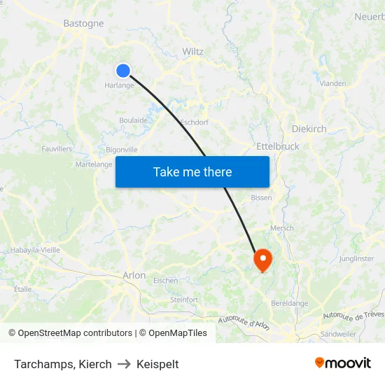 Tarchamps, Kierch to Keispelt map