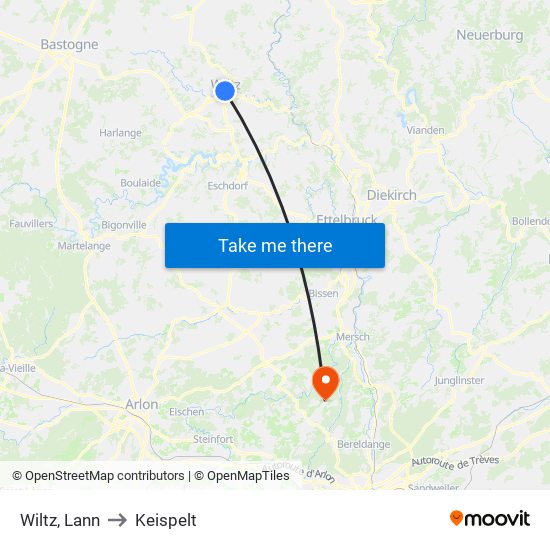 Wiltz, Lann to Keispelt map