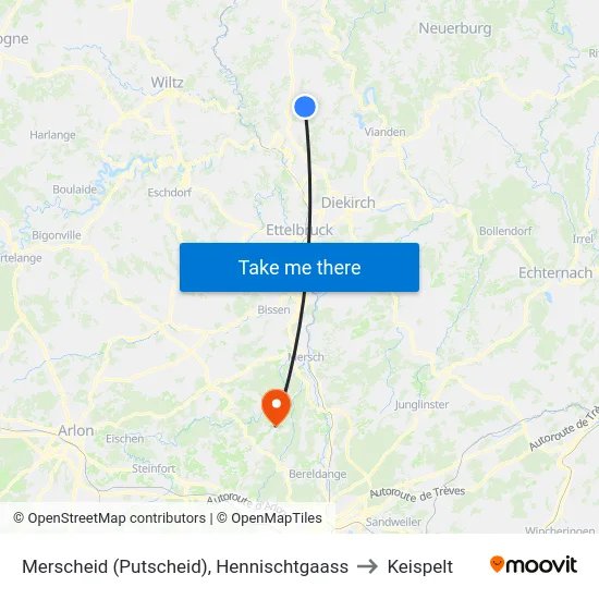 Merscheid (Putscheid), Hennischtgaass to Keispelt map