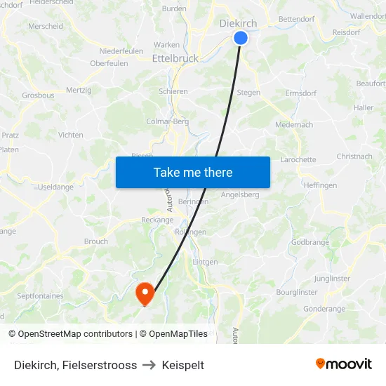 Diekirch, Fielserstrooss to Keispelt map