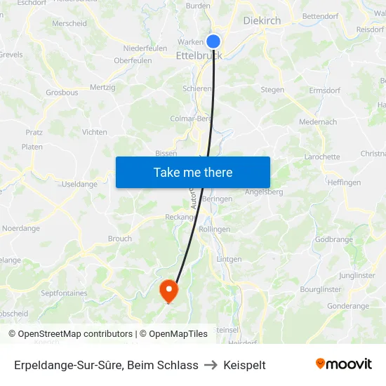 Erpeldange-Sur-Sûre, Beim Schlass to Keispelt map