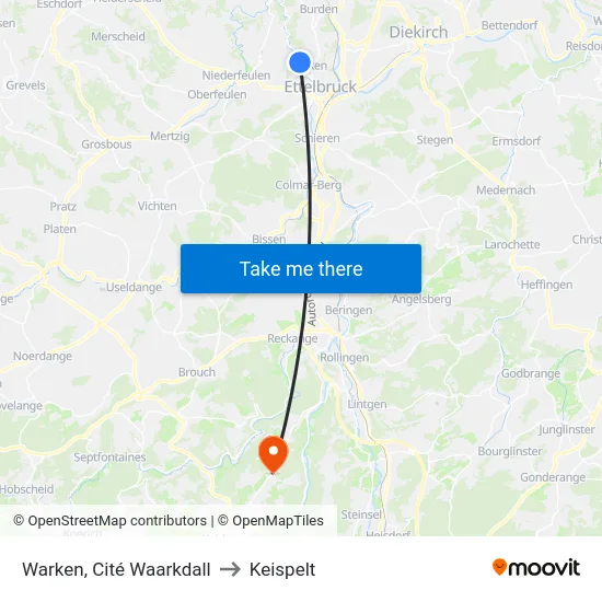 Warken, Cité Waarkdall to Keispelt map