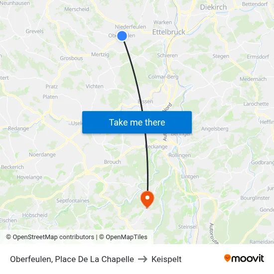 Oberfeulen, Place De La Chapelle to Keispelt map