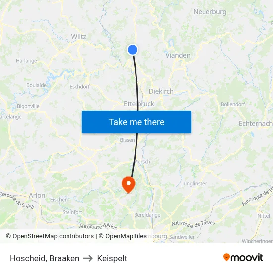 Hoscheid, Braaken to Keispelt map