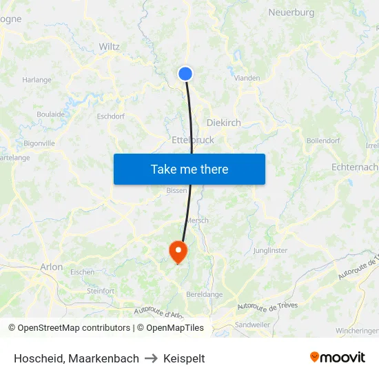 Hoscheid, Maarkenbach to Keispelt map