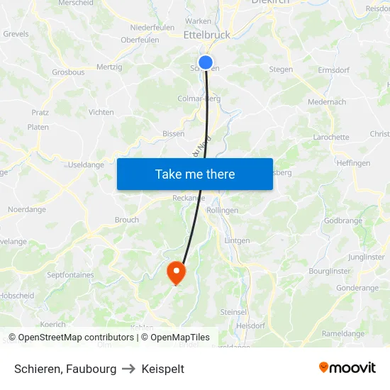 Schieren, Faubourg to Keispelt map