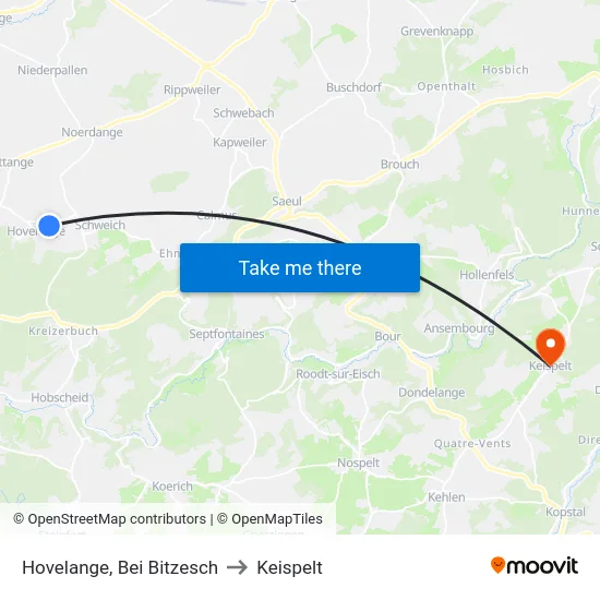 Hovelange, Bei Bitzesch to Keispelt map