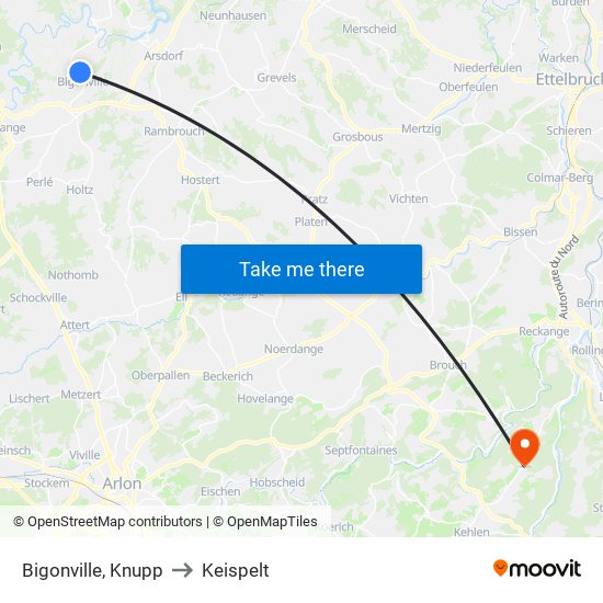 Bigonville, Knupp to Keispelt map