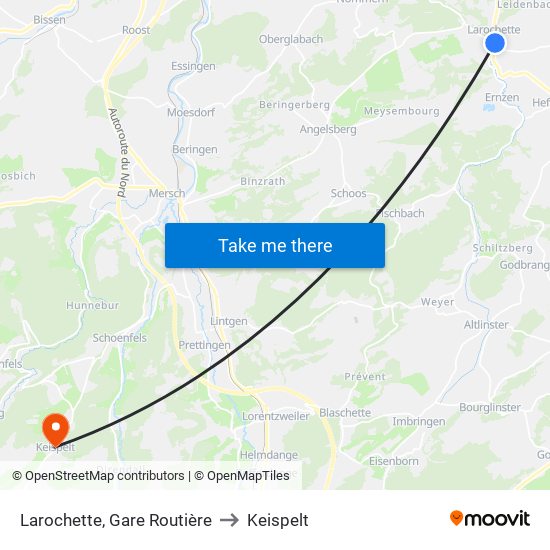 Larochette, Gare Routière to Keispelt map