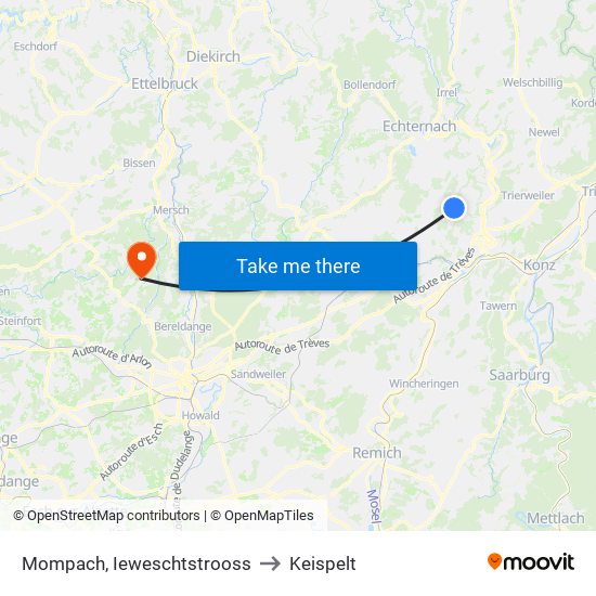 Mompach, Ieweschtstrooss to Keispelt map