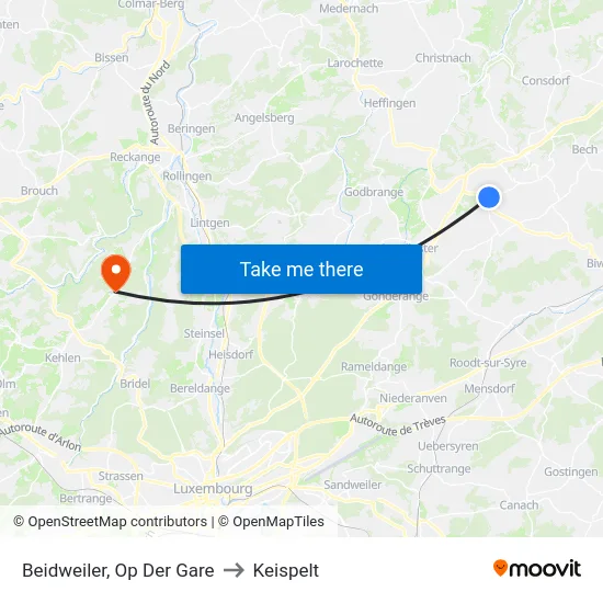 Beidweiler, Op Der Gare to Keispelt map