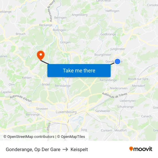 Gonderange, Op Der Gare to Keispelt map