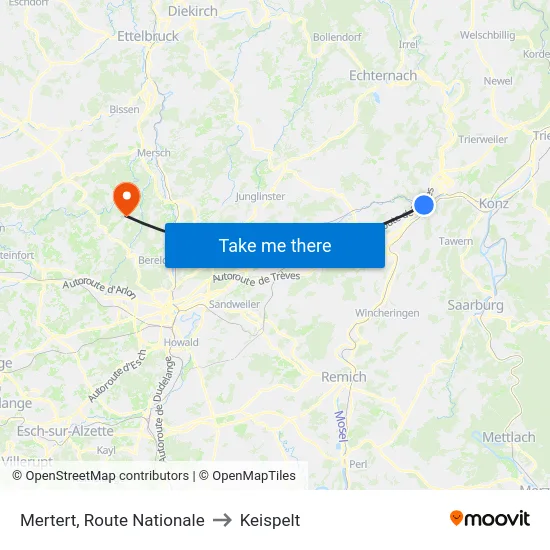 Mertert, Route Nationale to Keispelt map