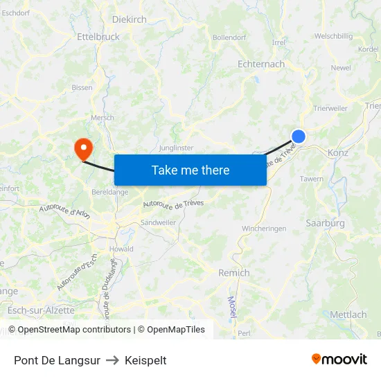 Pont De Langsur to Keispelt map