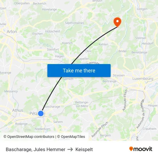 Bascharage, Jules Hemmer to Keispelt map
