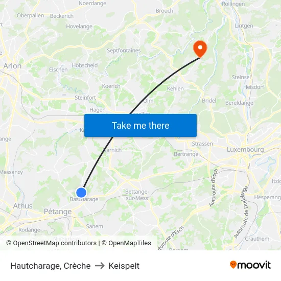 Hautcharage, Crèche to Keispelt map