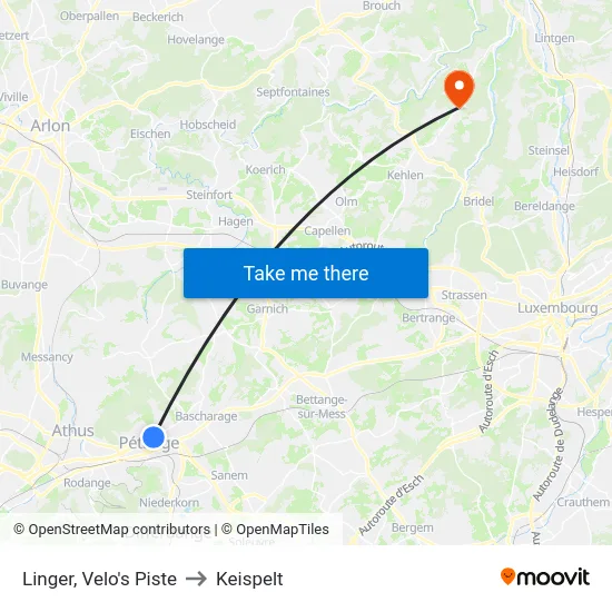 Linger, Velo's Piste to Keispelt map