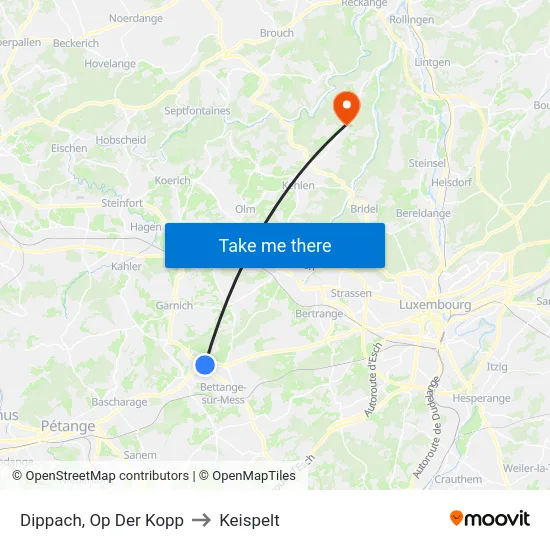 Dippach, Op Der Kopp to Keispelt map
