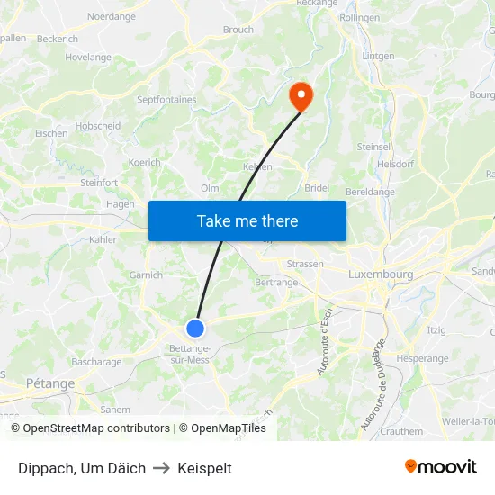 Dippach, Um Däich to Keispelt map