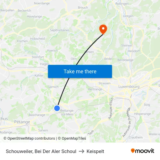 Schouweiler, Bei Der Aler Schoul to Keispelt map