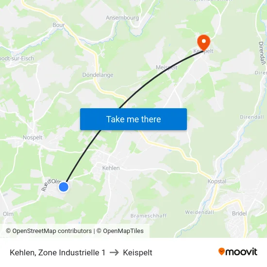 Kehlen, Zone Industrielle 1 to Keispelt map