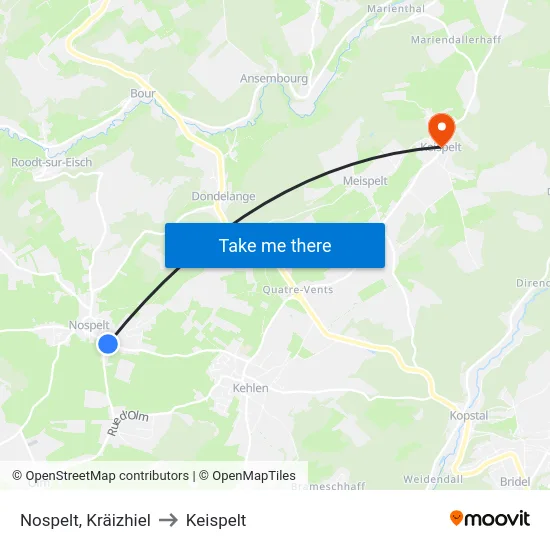 Nospelt, Kräizhiel to Keispelt map