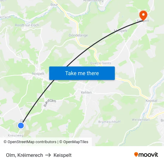 Olm, Kréimerech to Keispelt map