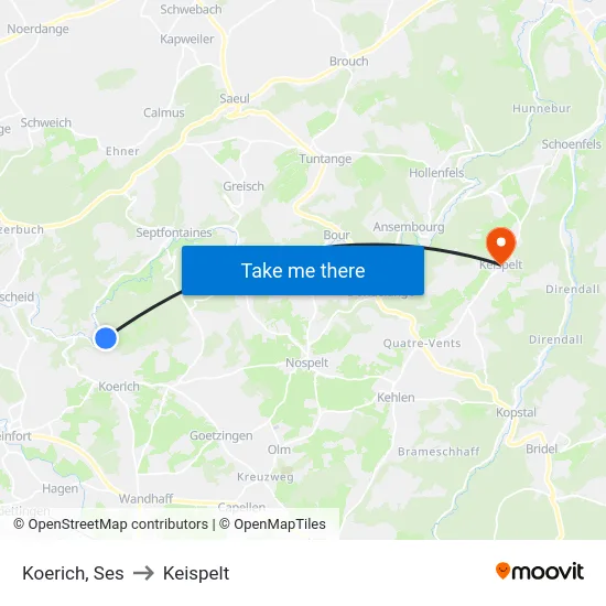 Koerich, Ses to Keispelt map