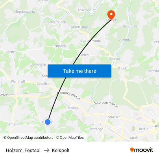 Holzem, Festsall to Keispelt map