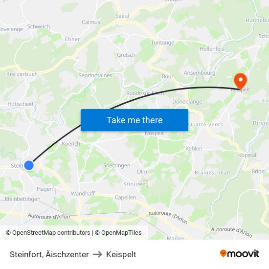 Steinfort, Äischzenter to Keispelt map